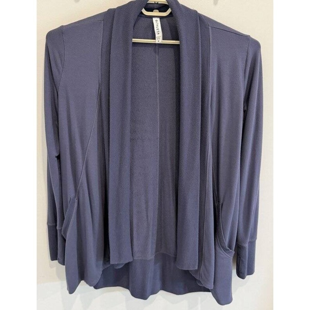 Athleta Pranayama Restore Wrap Womens Cardigan Blue Pockets Size M